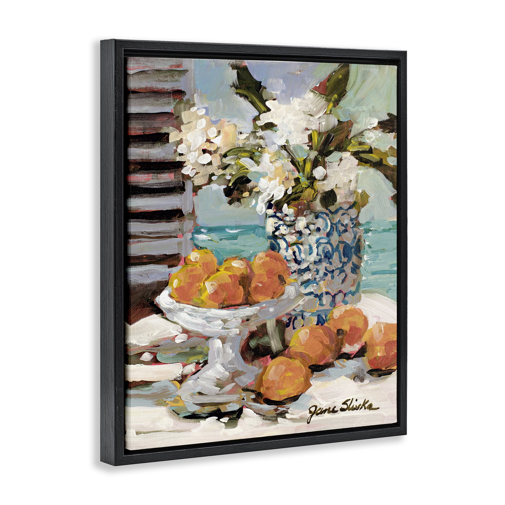 Stupell Industries Coastal Fruits Still Life Food & Beverage Painting Black Floater Framed Art Print Wall Art, 17 x 21