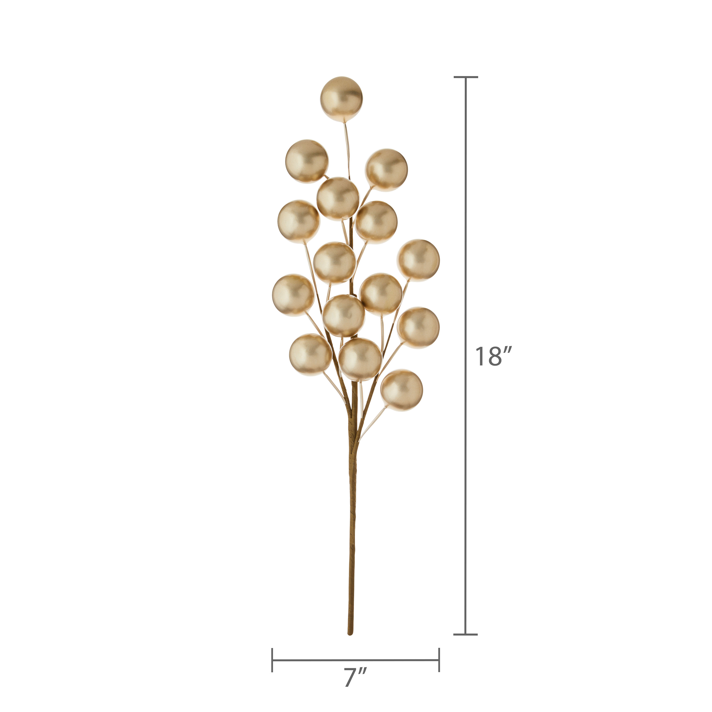 Champagne Foam Ball Decorative Christmas Pick, 18 in, by Holiday Time
