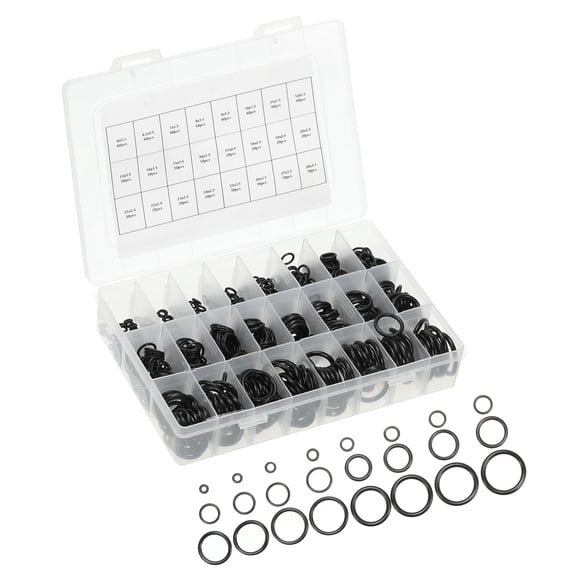 Uxcell 24 Sizes Metric Nitrile Rubber O-Rings Kit Sealing for Plumbing Automotive Repair, Black 880Pcs