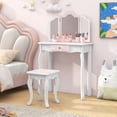 thumbnail image 3 of Patiojoy Kids Vanity Table and Chair Set Princess Makeup Table with Stool Removable Tri-Folding Mirror Pink, 3 of 9