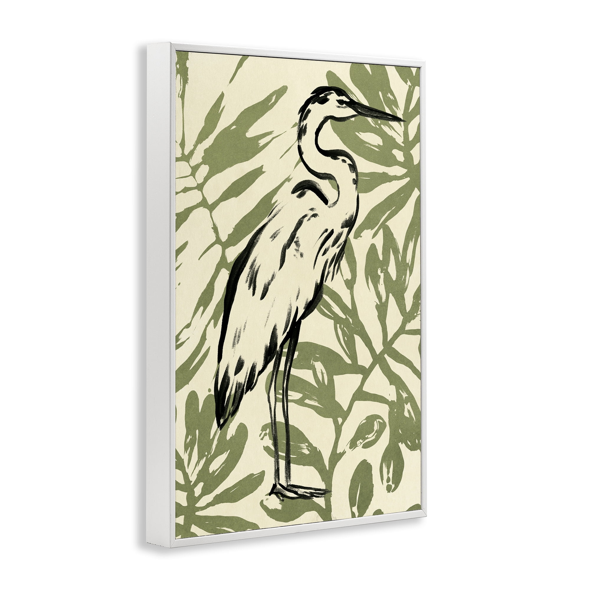 Stupell Industries Tropical Leaves & Bird Animals & Insects Painting White Framed Art Print Wall Art, 20 x 30