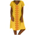 thumbnail image 2 of Pisexur Robe à Manches Courtes à Col en V Longueur Genou Femmes Style d'Été Robe Imprimée à Col en V Robe à Manches Courtes Robe pour Dames Robe pour Femmes, 2 of 4