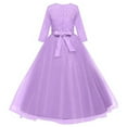 thumbnail image 4 of Robe Longue en Dentelle Florale Vintage pour Filles Manches 3/4 Robe de Soirée de Mariage Robe de Danse Formelle, 4 of 5