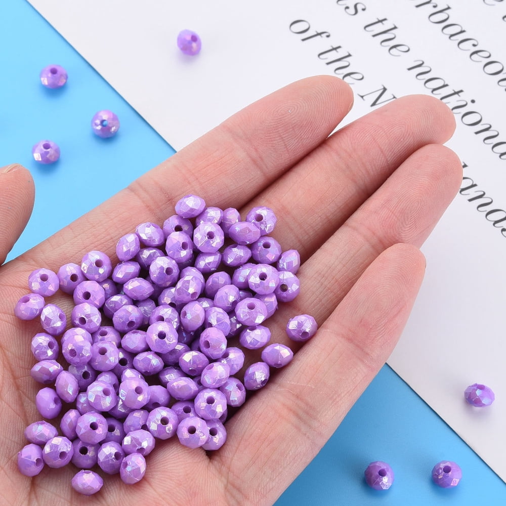 500gs Opaque Acrylic Beads AB color Plated Faceted Rondelle Blue Violet 6mm Hole: 1.5mm about 6200pcs/500g.