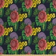thumbnail image 1 of Floral Fabric by the Yard, Tropical Themed Pattern of Jungle Leaves and Colorful Flowers, Decorative Upholstery Fabric for Chairs & Home Accents, Multicolor by Ambesonne, 1 of 4