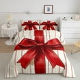 thumbnail image 2 of Feelyou Red Xmas Bowknot Full Size Comforter Sets, Christmas Gifts Bedding Comforter Set, Geometric Stripes Reversible Bedding Sets, Breathable Home Decor,3 Pieces, 2 of 8