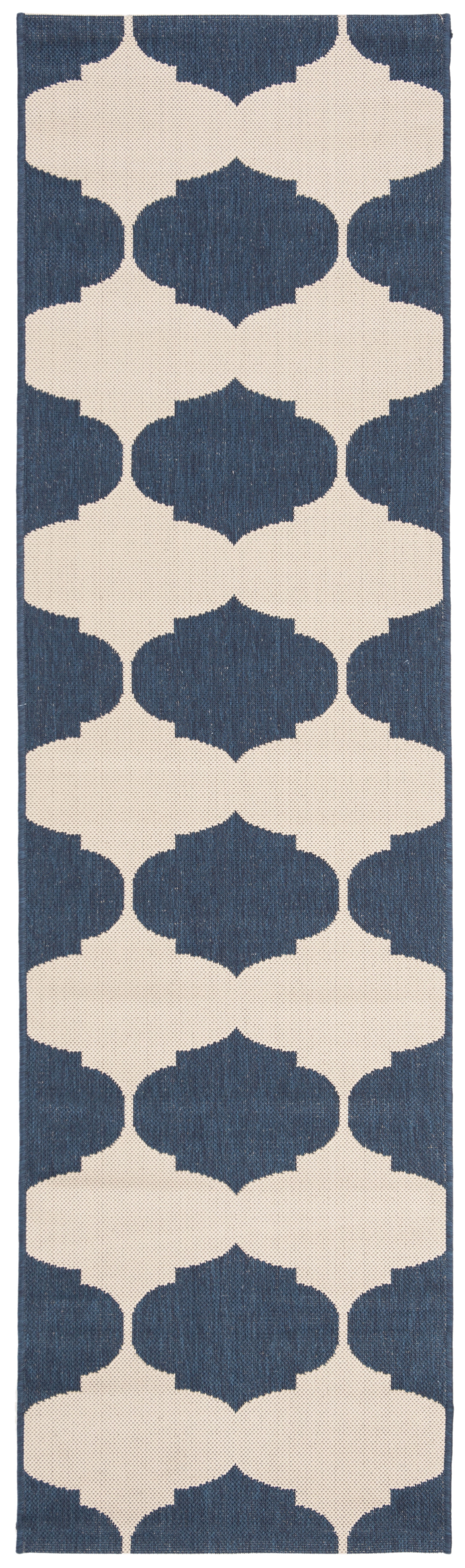 Safavieh Courtyard Elwyn Geometric Indoor/Outdoor Runner Rug, Beige/Navy, 2'3" x 12'