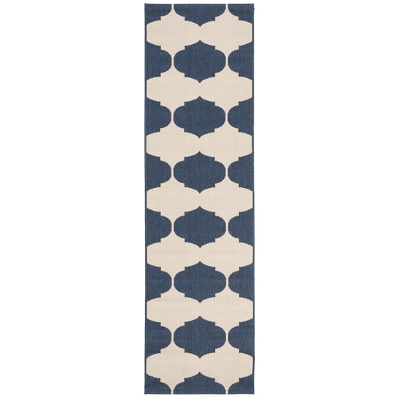 Safavieh Courtyard Elwyn Geometric Indoor/Outdoor Runner Rug, Beige/Navy, 2'3" x 12'