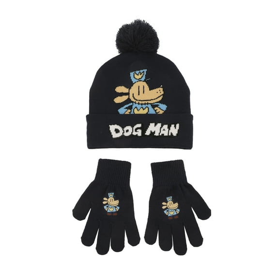 Dog Man Heroic Pose Youth 2-Piece Knit Beanie & Gloves Set