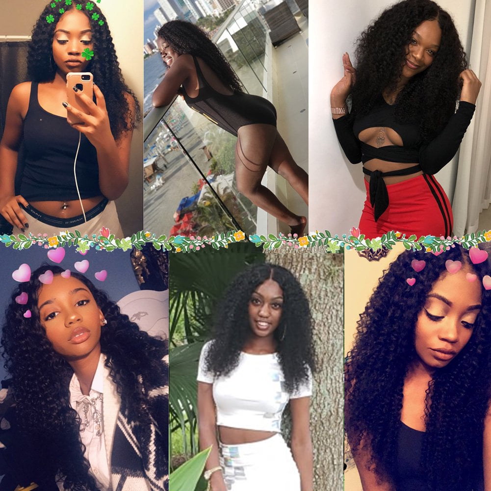 Premium Kinky Curly Human Hair 3 Bundles with 4x4 Lace Closure 100 Gram Each Bundle Thick End