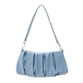 thumbnail image 2 of Bolsa Bolso de hombro plisado para mujer, PU sólido, elegante, para axilas, nube (azul) JShteea Para Estrenar, 2 of 9