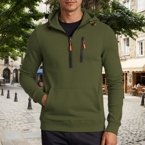 MHFRRA Sudadera con Capucha y Cremallera, Chaqueta Informal Tipo Jersey con Bolsillos Delanteros, Ropa Deportiva de Manga Larga para Gimnasio, Correr Al Aire Libre Verde