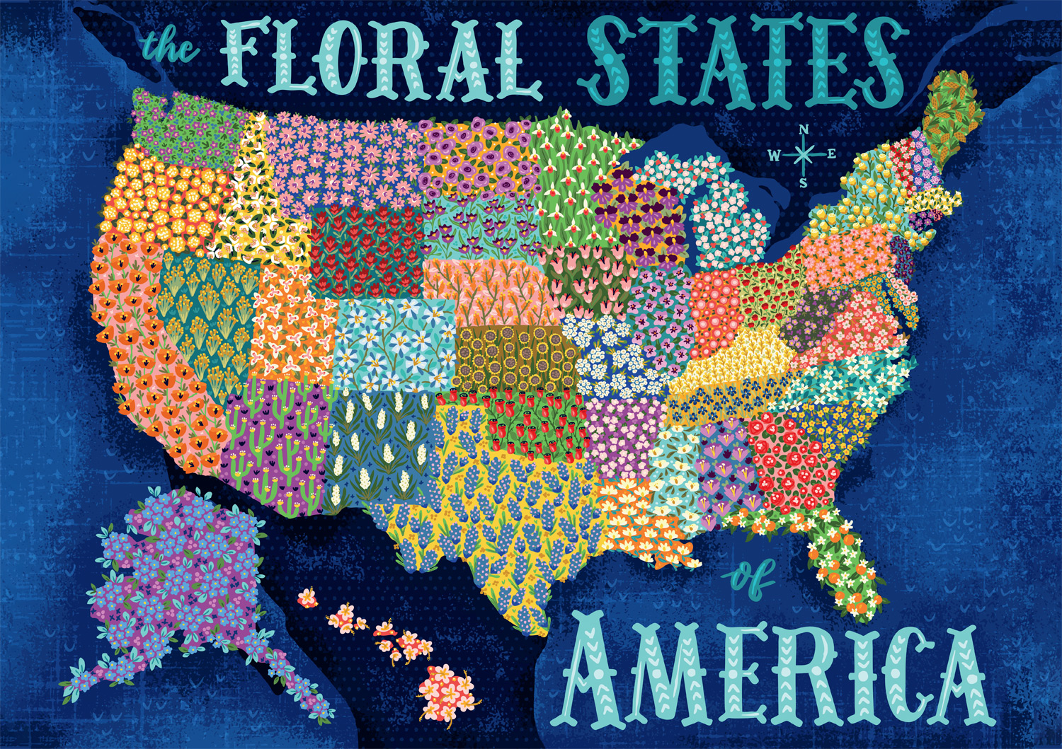 Buffalo Games 300-Piece The Floral States of America Interlocking Jigsaw Puzzle for Adults Ages 14+