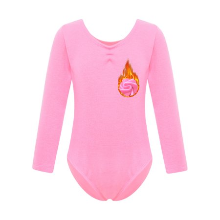 LiiYii Kids Girls Ballet Dance Leotard Long Sleeve Fleece-Lined Bodysuit Costume Gymnastic Yoga Pink 130