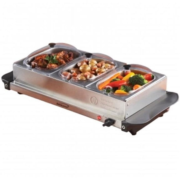 Cookhouse 1.5 qt 3-Pan Commercial Stainless Steel Electric Buffet Server