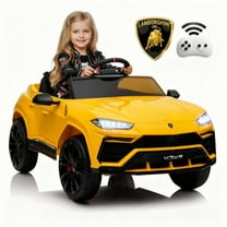 Rock Wheels Licensed Lamborghini Urus Ride On Truck Car Toy, 12V Battery Powered Electric 4 Wheels Kids Toys w/ Parent Remote Control, Foot Pedal, Music, Aux, LED Headlights, 2 Speeds (Yellow)