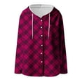 thumbnail image 5 of YueHuiYing Women's Casual Fashion Plaid Zipper Hooded Long-sleeve Hooded Thick Sweatshirt Pocket Coat Top, 5 of 5