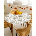 thumbnail image 4 of Round Fitted Tablecloths with Elastic Edge Autumn White Pumpkin Thanksgiving Oil-Proof Waterproof Wipeable Table Cover for Kitchen Dining Party Decor Farm Leaves Watercolor Table Clothes,55" - 60", 4 of 6