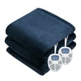 thumbnail image 5 of Costway 84'' x 90'' Flannel Heated Blanket  Throw w/ Dual Controllers Blue, 5 of 9