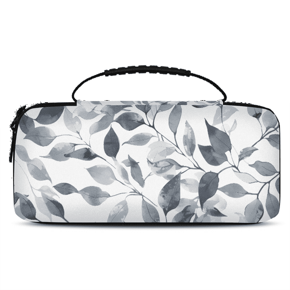 Herdesigns Gray and White Carry Case Compatible with Nintendo Switch 2, with 20 Game Card Slots, Leaves Portable Travel Carrying Case Pouch for Accessories & Games