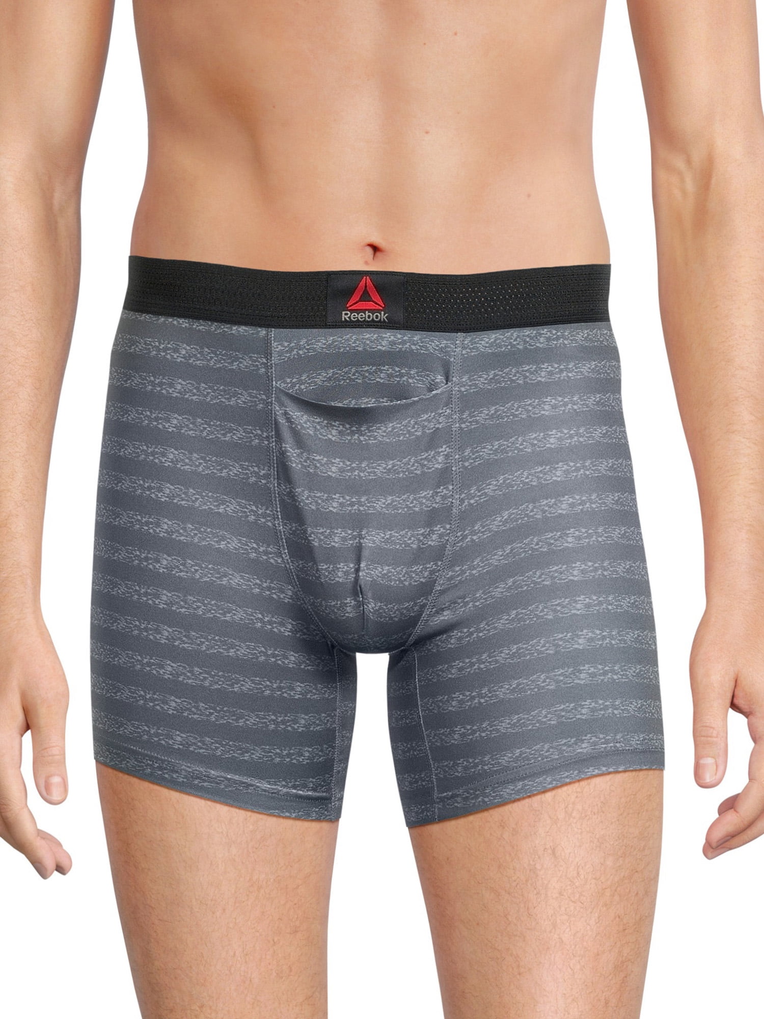 Reebok Men’s Featherweight Performance Boxer Briefs Underwear, 6 Inch, 3-Pack