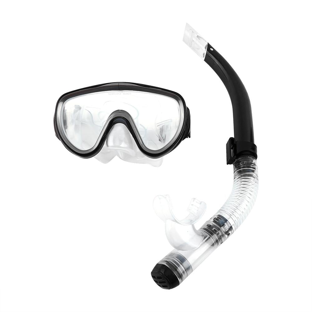 New Adult Diving Tempered Glass Snorkel Set Full Dry Breathing Tube Snorkeling 
