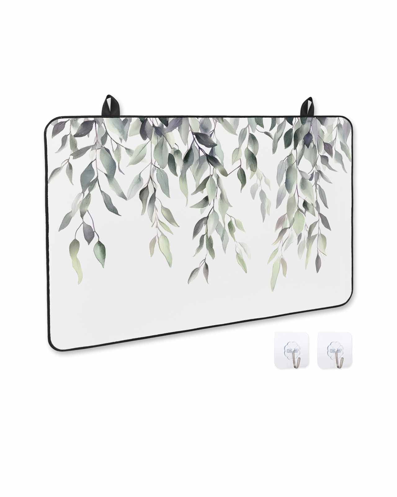 nqOlkjepod Large Induction Cooktop Protector Mat 36"x21", Green Gray Leaves Stove Top Covers for Electric Stove, Vintage Rustic Botanical Vines Branches Stove Burner Cover Mats Stove Cover