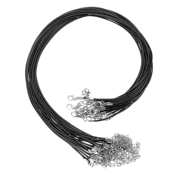 REGALWOVEN Waxed Necklace Cord with Chain Clasp for Jewelry Making Pendants and Bracelets Black 1.5mm