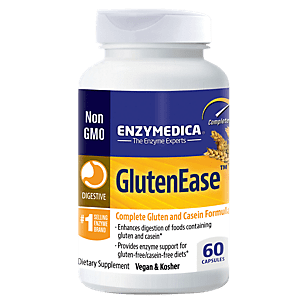 Enzymedica GlutenEase, Digestive Enzymes for Food Intolerance, Offers Fast Acting Gas & Bloating Relief, 60 Count