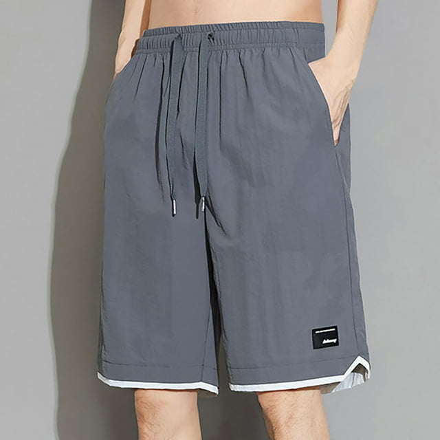 AherBiu Plus Size Running Shorts for Men Drawstring Elastic Waist Lightweight Shorts Breathable Athletic Shorts