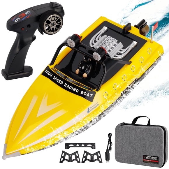 Bruce&Shark Bateau RC, WLtoys WL917 Bateau Télécommandé, Bateau de Course RC Haute Vitesse 10 Mi/h pour Piscines Ou Lacs, Bateaux RC 2,4 GHz pour Adultes et Enfants