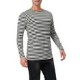 thumbnail image 4 of INSPIRE CHIC Men's Striped T-Shirt Long Sleeves Crew Neck Stripe Basic Tops M Black, 4 of 6