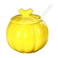thumbnail image 2 of Litrail Pumpkin-Shaped Ceramic Jar with Airtight Lid & Spoon, Heat-Resistant Glazed Ceramic for Halloween Thanksgiving, Tea/Spice Storage & Kitchen Decor, 1PC Yellow, 2 of 6