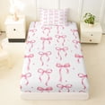 thumbnail image 3 of Erosebridal Cute Pink Bowknot Twin Sheet Sets For Kids Girls,Cartoon Ribbon Bowtie Bedding 3 Pieces, 3 of 6