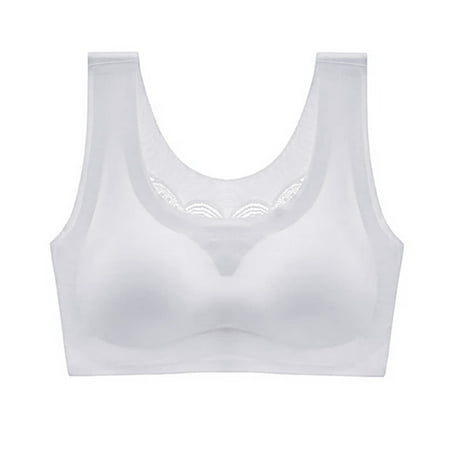 

MINZON Women Ultra Thin Ice Silk Bra Comfortable Plus Size Seamless Wireless Sports Bra with Removable Pads