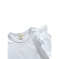 thumbnail image 4 of Qiylii 3Pcs Infant Girls Outfit Long Sleeve Top+Plaid Suspenders Shorts+Headband, 4 of 8