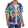 thumbnail image 3 of Lafuoo Colorful Tie Dye Stained Glass 2 Pattern Men's Cuban Collar Short Sleeve Shirt, Button-Down Resort Beach Pocket Shirt-Small, 3 of 7