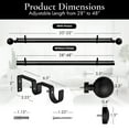 thumbnail image 2 of MERIVILLE 1" Double Curtain Rod Set, Adjustable 28-48 Inches, Ball Finials, Black, 2 of 8