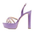 thumbnail image 2 of XYD Women Classic Round Open Toe Platform Sandal Rhinestone Cross Strap Chunky High Heel Party Slingback Shoes Size 7 Purple, 2 of 4
