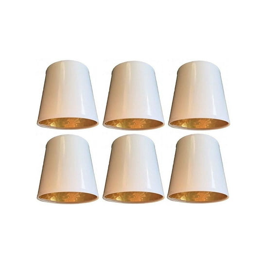 Upgradelights Set of 6 White with Gold 6 Inch Clip On Chandelier Lampshades