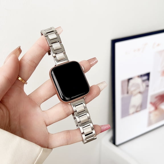 Compatible with Apple Watch 49mm 45mm 44mm 42mm Band, Stainless Steel Metal Chain, Watch Link Bracelet Strap, WristBand for iWatch Ultra Ultra2 Series 9 8 7 6 5 4 3 2 1 SE,Silver