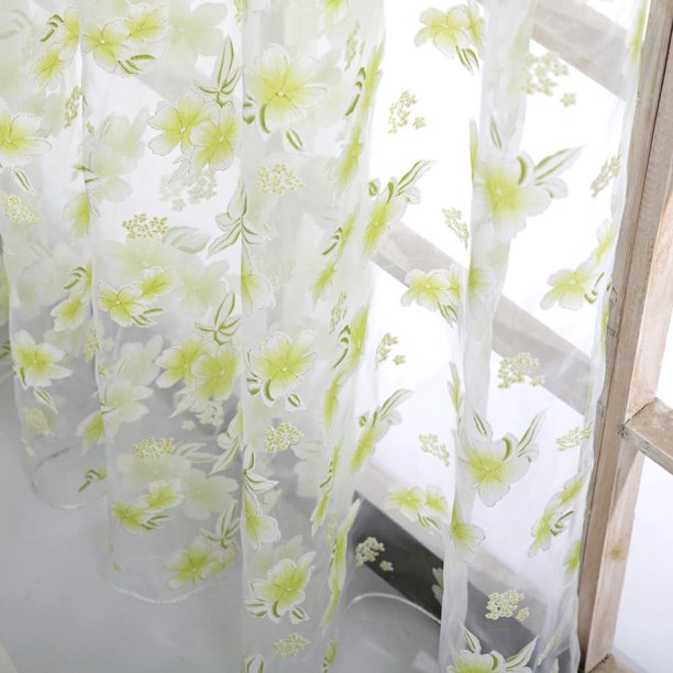 Tela transparente con flores para cortinas de panel para ventanas, 1 hogar
