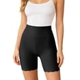thumbnail image 3 of Women's High Waisted Cooling Slip Shorts - Anti Chafing Under Dress Shorts for Women, Scalloped Edge Safety Shorts,One Size,Black, 3 of 8