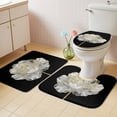 thumbnail image 3 of Abstract White Bathroom Rugs Set Gold Floral Black Background Modern Art Non Slip Absorbent Soft Bath Mats 3 Piece Set with Bathroom Rug, U-Shaped Floor Mat, Toilet Seat Cover Small Size, 3 of 9