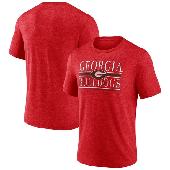 Men's Red Georgia Bulldogs Double Stripe Tri-Blend T-Shirt