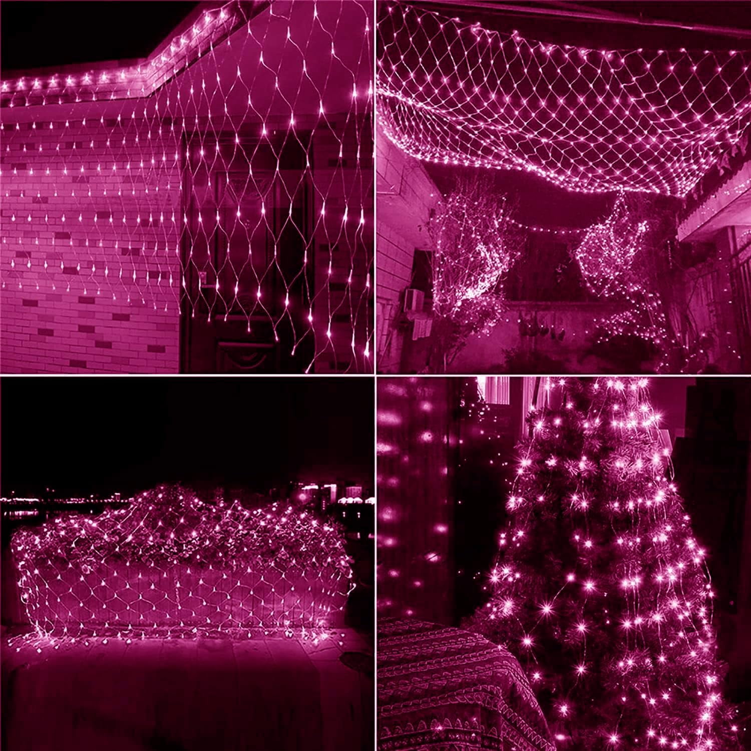 Garden Net Lights Battery Operated 2x3M 192LED Waterproof Net Mesh String Lights 8 Modes Fairy Lights for Indoor Outdoor Christmas Tree Bush Garden Backyard Décor