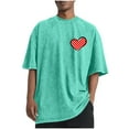 thumbnail image 3 of RKSTN Valentine's Day Gifts T Shirts for Men Oversized Crewneck Cotton Valentine Print Short Sleeves Shirts Tops Mens Casual Round Neck Sports Washed Distressed T-Shirts Loose Comfy Soft Tee Shirts, 3 of 6