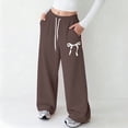 thumbnail image 2 of TOWED22 Girl's Baggy Sweatpants Letter Patched Wide Leg Pants Elastic Waist Long Trousers Joggers Trendy(Grey,11-12 Y), 2 of 4