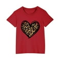 thumbnail image 2 of Spazoro Kids Girls T-Shirts Tee, Basic Summer Love Printed Short Sleeve Crew Neck Casual Tops for Child Girls Red Size 3 T, 2 of 4