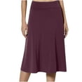thumbnail image 2 of Women's A-Line Elastic High Waist Flare Work Midi Knee Length Stretchy Skirt Womens Spring/Summer Pull On High Waist Office Knee Length Pencil Skirts, 2 of 6